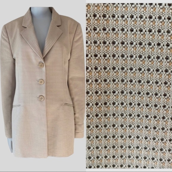 Zanella Jackets & Blazers - New ZANELLA Amanda Cotton Blend Woven Tan Blazer Made in Italy Career Tailored